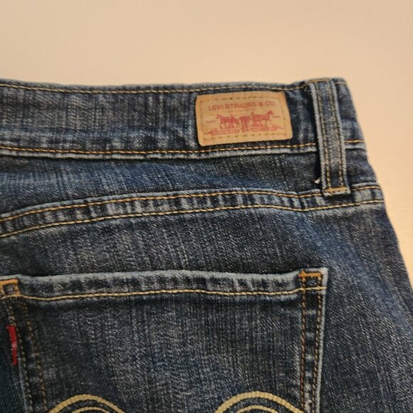 Levis 524 Too Superlow Jeans Stretch Blue Dark Wash Womens 15 Medium EUC - Picture 7 of 12